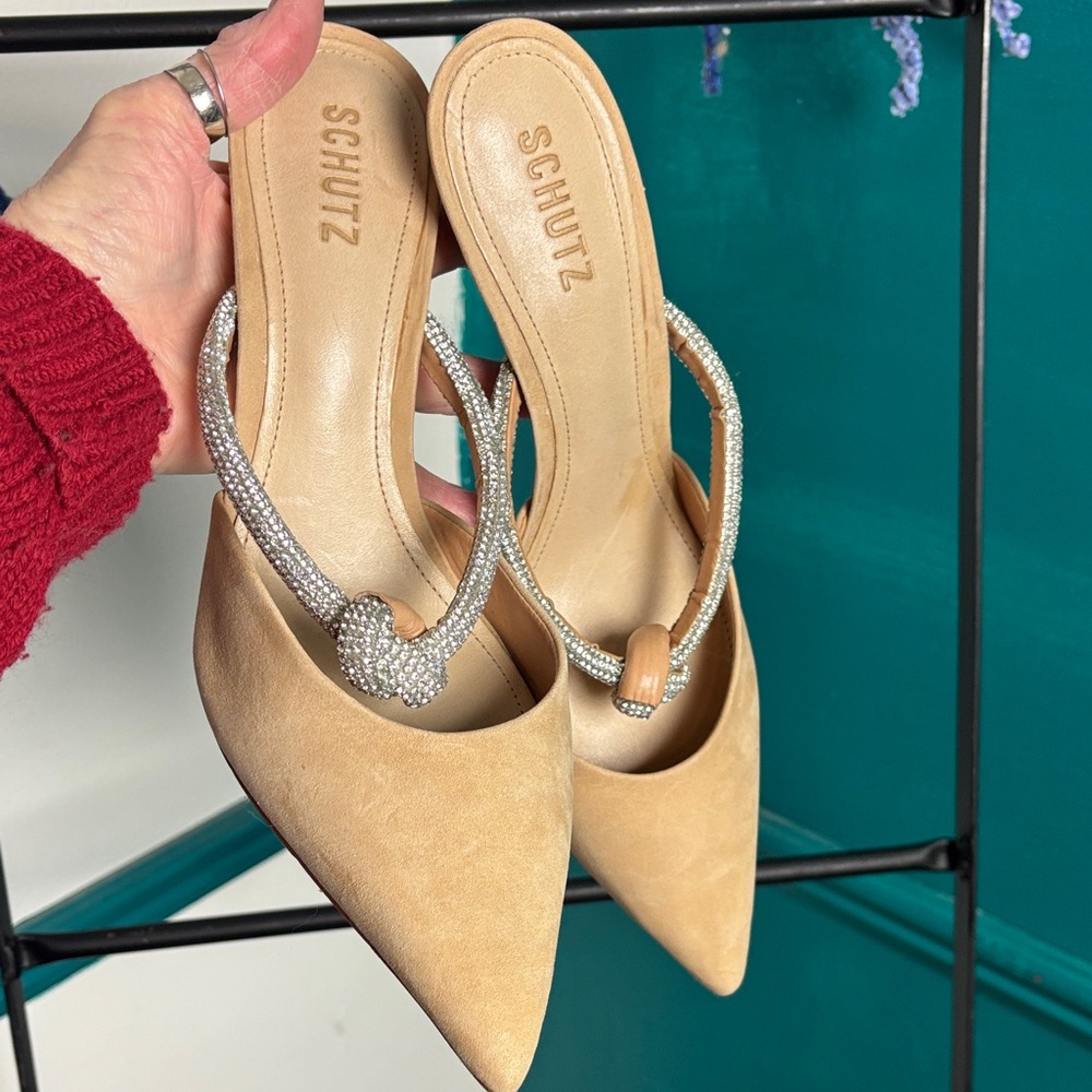 SCHUTZ Beige Heels with Sparkling Straps - Picture 4 of 6